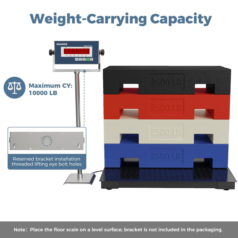 48" × 48" Industrial Floor Scale – 10,000 lb × 1 lb, Digital Indicator