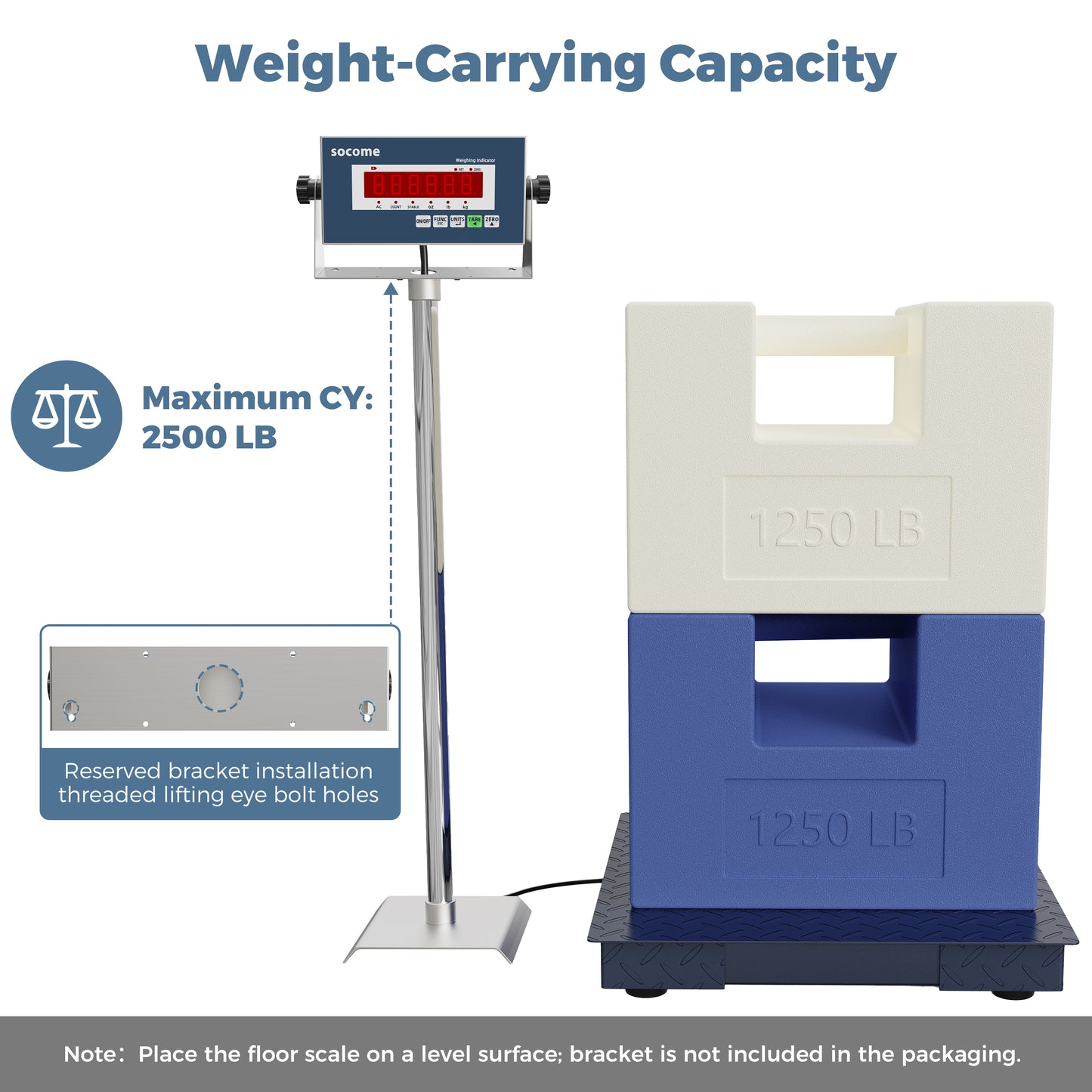 Heavy-Duty Digital Floor Scale — 24"×24" (2,500 lb) or 48"×48" (10,000 lb)
