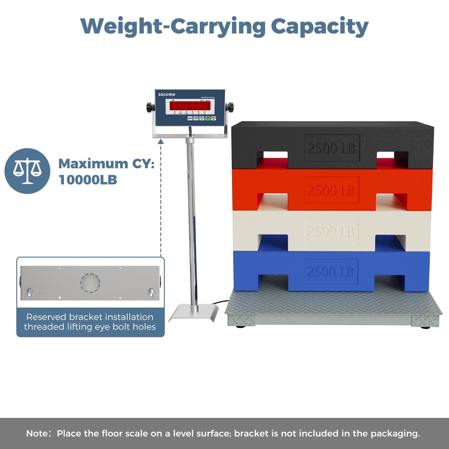 48"×48" Industrial Floor Scale — 10,000 lb with Digital Indicator