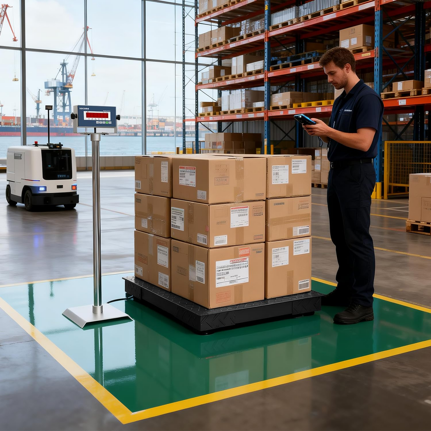 Industrial Heavy-Duty Floor Scale — Available in 4 Sizes, 2,500–10,000 lb