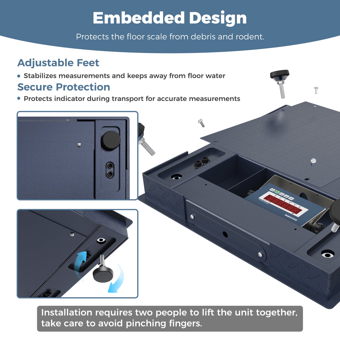 Heavy-Duty Digital Floor Scale — 24"×24" (2,500 lb) or 48"×48" (10,000 lb)