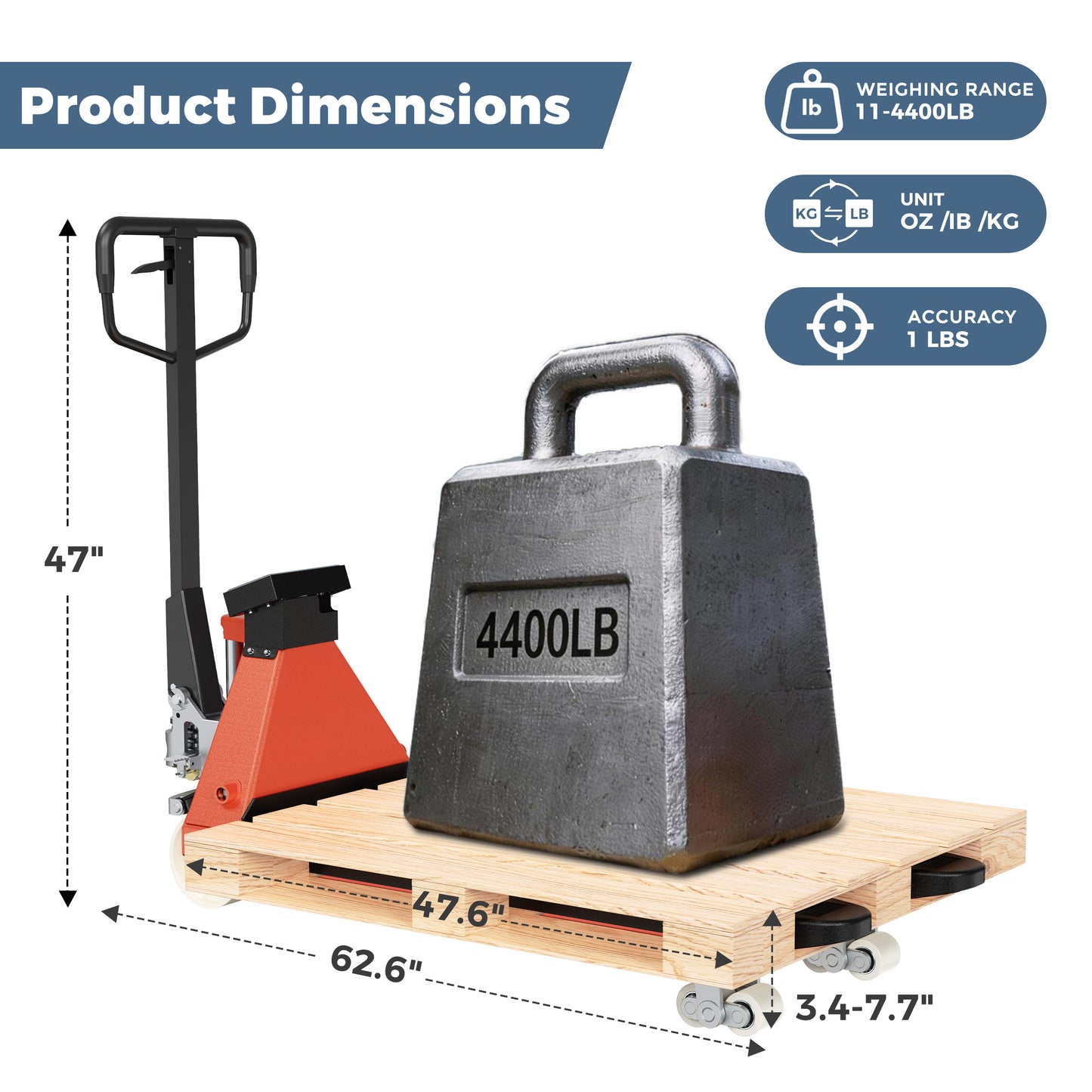 Electric Pallet Jack Scale — 4,400 lb with Built-in Digital Indicator
