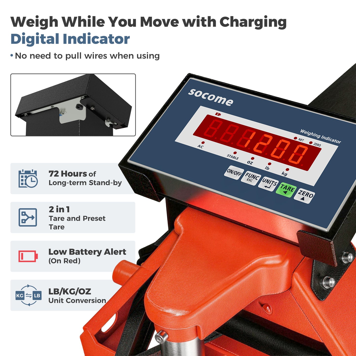 Electric Pallet Jack Scale — 4,400 lb with Built-in Digital Indicator