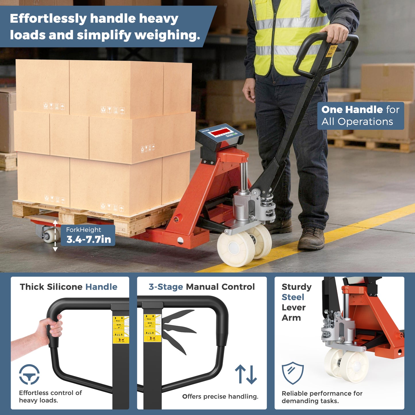 Electric Pallet Jack Scale — 4,400 lb with Built-in Digital Indicator